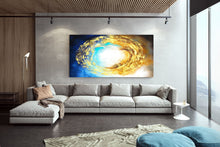 Load image into Gallery viewer, Gold Blue White Sea Abstract Painting Contemporary Art Kp072

