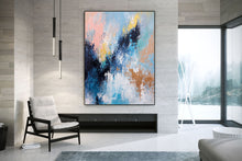Load image into Gallery viewer, Blue Pink And White Abstract Painting Huge Art Qp020
