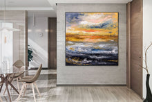 Load image into Gallery viewer, Blue Yellow Sea Palette Knife Painting Original Abstract Painting Fp077
