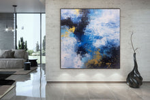 Load image into Gallery viewer, Blue White Gold Contemporary Art Office Oversize Artworks Qp030
