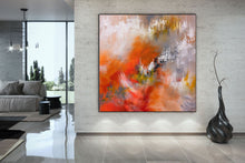 Load image into Gallery viewer, Orange Gray White Abstract Painting Colorful Textured Art Fp055
