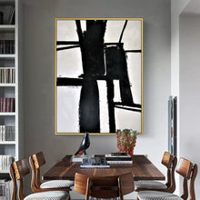 Load image into Gallery viewer, Black and White Wall Art Oversized Abstract Painting on Canvas Op043
