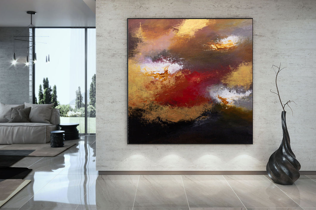 Black Brown Red Abstract Painting Modern Abstract Painting Xl Abstract Painting Fp038