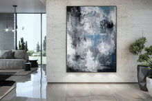 Load image into Gallery viewer, Black White Blue Abstract Painting Modern Paintings Fp028
