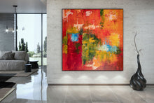 Load image into Gallery viewer, Red Green Orange Abstract Painting Colorful Abstract Art Fp050
