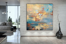 Load image into Gallery viewer, Navy Blue Yellow Red Abstract Painting Home Decor Wall Art Qp026
