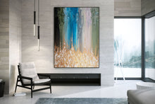 Load image into Gallery viewer, Gold White Blue Abstract Painting Home Decor Modern Fp096
