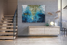 Load image into Gallery viewer, Deep Blue Gold Abstract Paitning Living Room Wall Art Fp087
