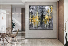 Load image into Gallery viewer, Large Black Grey Yellow Abstract Painting Office Decor Fp025
