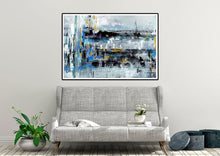 Load image into Gallery viewer, Black Grey Blue Abstract Textured Painting Original Painting Fp091
