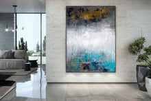 Load image into Gallery viewer, Grey Blue White Contemporary Wall Art Modern Artwork Qp068
