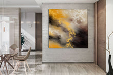 Load image into Gallery viewer, Grey Black Yellow Abstract Painting on Canvas Large Artwork Fp043
