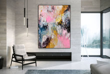 Load image into Gallery viewer, Pink Yellow Blue Abstract Painting Brown Texture Art Painting Fp036
