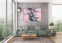 Load image into Gallery viewer, Pink Blue Yellow Palette Knife Artwork Original Abstract Painting Fp062
