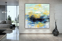 Load image into Gallery viewer, Yellow Blue Black Palette Knife Artwork Original Painting on Canvas NP001
