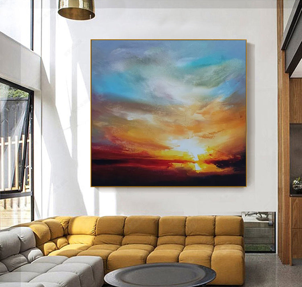 Sky Abstract Painting Ocean Sunset Painting on Canvas Landscape Painting Op016
