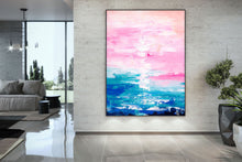 Load image into Gallery viewer, Pink Blue Extra Large Wall Art Abstract Painting on Canvas Modern Home Decor Qp052
