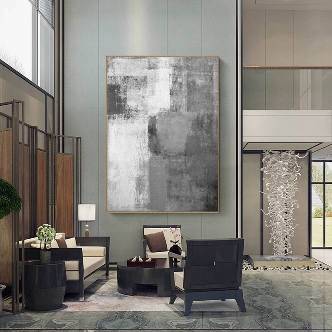 Gray White Modern Abstract Painting,living Room Painting Bedroom Yp063