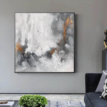 Load image into Gallery viewer, Gray White Gold Abstract Painting Canvas Original Contemporary Wall Art Yp054
