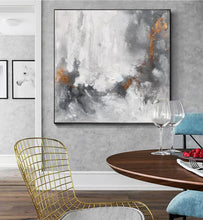 Load image into Gallery viewer, Gray White Gold Abstract Painting Canvas Original Contemporary Wall Art Yp054
