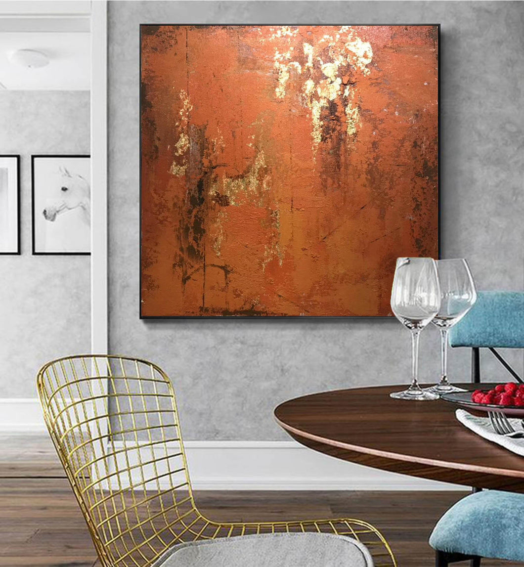 Orange Gold Abstract Wall Art Contemporary Painting Yp032