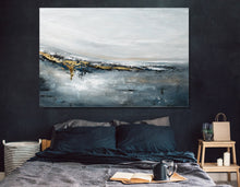 Load image into Gallery viewer, Gray and Gold Abstract Painting Bedroom Wall Art Np025
