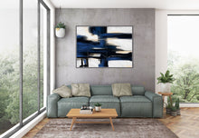 Load image into Gallery viewer, Deep Blue And White Minimal Abstract Painting Contemporary Painting on Canvas Kp058
