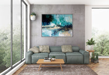Load image into Gallery viewer, Green Beige White Abstract Painting Office Wall Art Kp062
