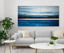 Load image into Gallery viewer, Landscape Blue and Gold Abstract Painting Living Room Np023
