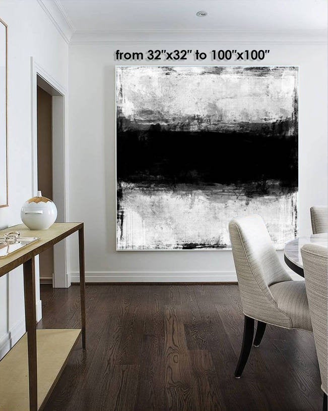Abstract Painting Black And White Texture Artwork Ap048