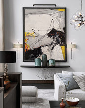 Load image into Gallery viewer, Black Oil Painting on Canvas Yellow Painting Minimalist Abstract Art Qp089
