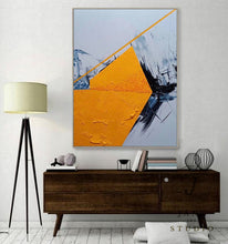 Load image into Gallery viewer, Yellow Painting Black and White Abstract Oil Painting Decor Qp079
