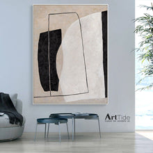 Load image into Gallery viewer, Black White Beige Modern Wall Decor Contemporary Painting Qp098
