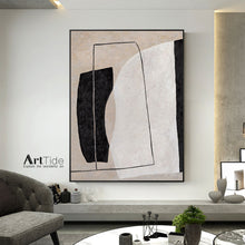 Load image into Gallery viewer, Black White Beige Modern Wall Decor Contemporary Painting Qp098
