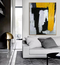 Load image into Gallery viewer, Black And White Abstract Paintings on Canvas Yellow Painting CP027
