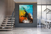 Load image into Gallery viewer, Large Oversized Canvas Wall Art Office Wall Art Blue Abstract Texture Art Bp021
