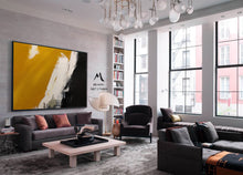 Load image into Gallery viewer, Black Yellow White Abstract Painting Modern Living Room Art Gp026
