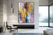 Load image into Gallery viewer, Purple Abstract Painting Palette Knife Artwork Brown Gold Painting Fp073
