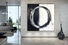 Load image into Gallery viewer, Circle Black White Abstract Artworks on Canvas Living Room Decor Kp044
