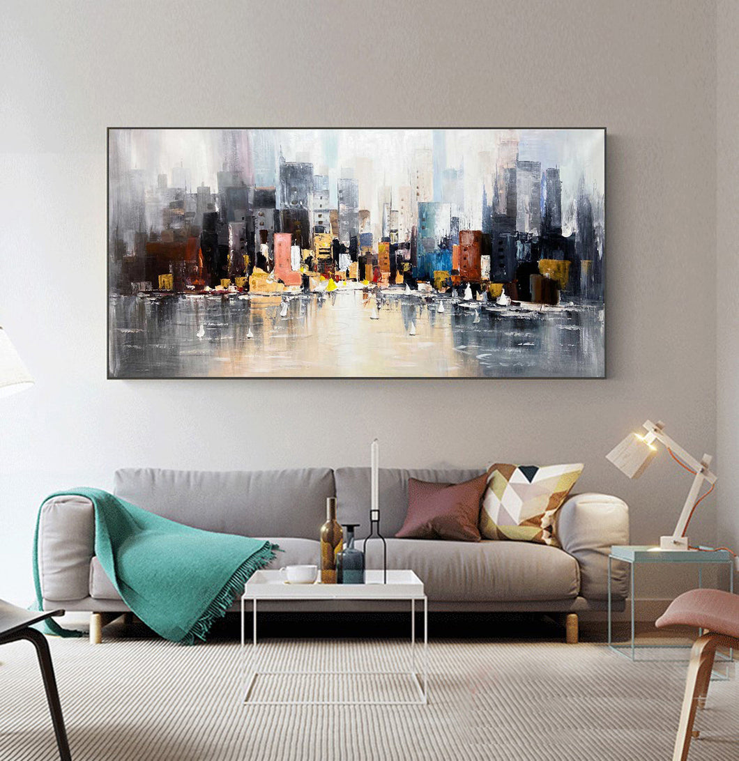 New York  City Abstract Painting Cityscape Painting Op008