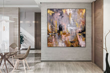 Load image into Gallery viewer, Pink Gray Gold Palette Knife Abstract Painting Modern Wall Decor Fp082
