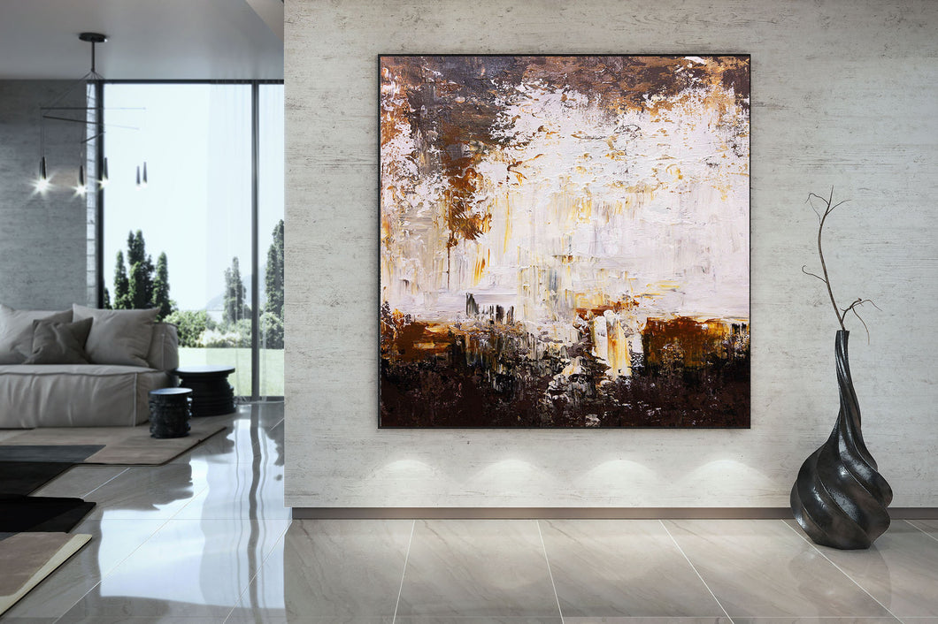 Brown And White Abstract Canvas Art Abstract Original Painting Qp025