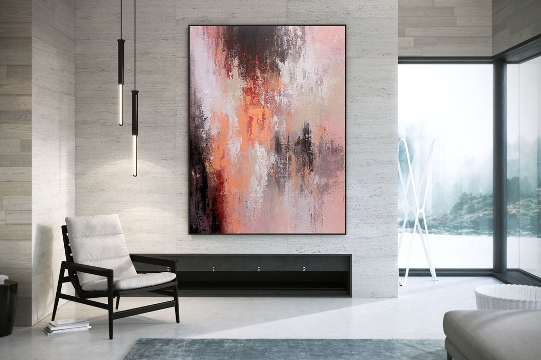 Pink White Brown Abstract Painting Modern Abstract Painting Qp031