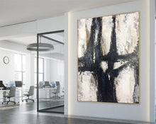 Load image into Gallery viewer, Rich Texture Painting Black and White Fine Art Oversized Canvas Artwork Kp048
