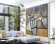 Load image into Gallery viewer, Gold Gray Brown Abstract Painting on Canvas Kp043
