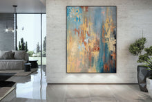 Load image into Gallery viewer, Navy Blue Yellow Red Abstract Painting Home Decor Wall Art Qp026
