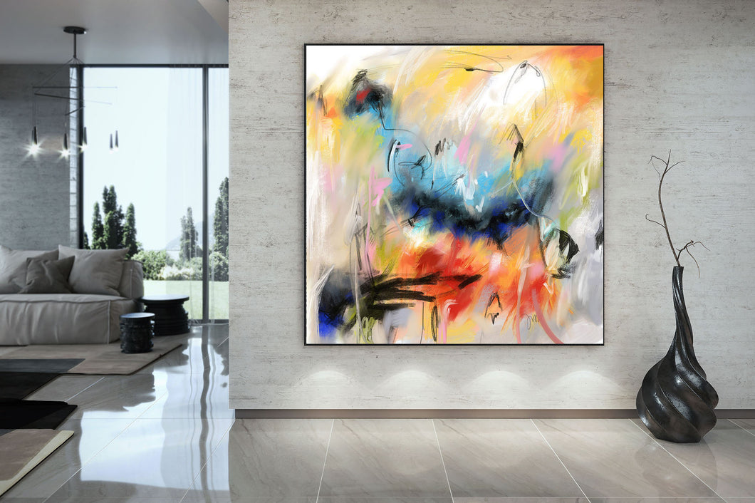 Blue Red Yellow Abstract Painting Office Painting Modern Wall Decor Fp045
