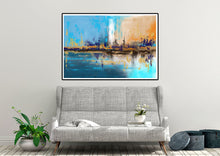Load image into Gallery viewer, Blue Yellow Beige Palette Knife Artwork Original Abstract Painting Qp039
