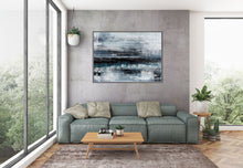 Load image into Gallery viewer, Black Blue Gray Wall Art Textured Abstract Painting Contemporary Art Fp098
