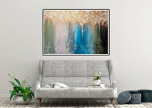 Load image into Gallery viewer, Gold White Blue Abstract Painting Home Decor Modern Fp096
